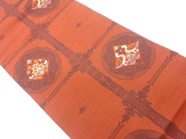 JAPANESE KIMONO / VINTAGE NAGOYA OBI / WOVEN BIRDS & FLORAL PLANTS